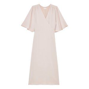 Aritzia Wilfred Ailie Wrap Nude Mauve Pink Satin Midi Dress